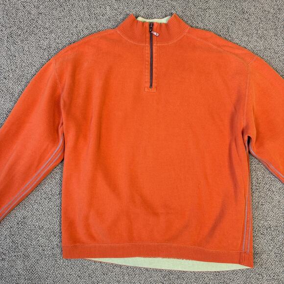 Tommy Bahama Cotton Quarter Zip Long Sleeve Sweater US Men's L - Picture 2 of 7
